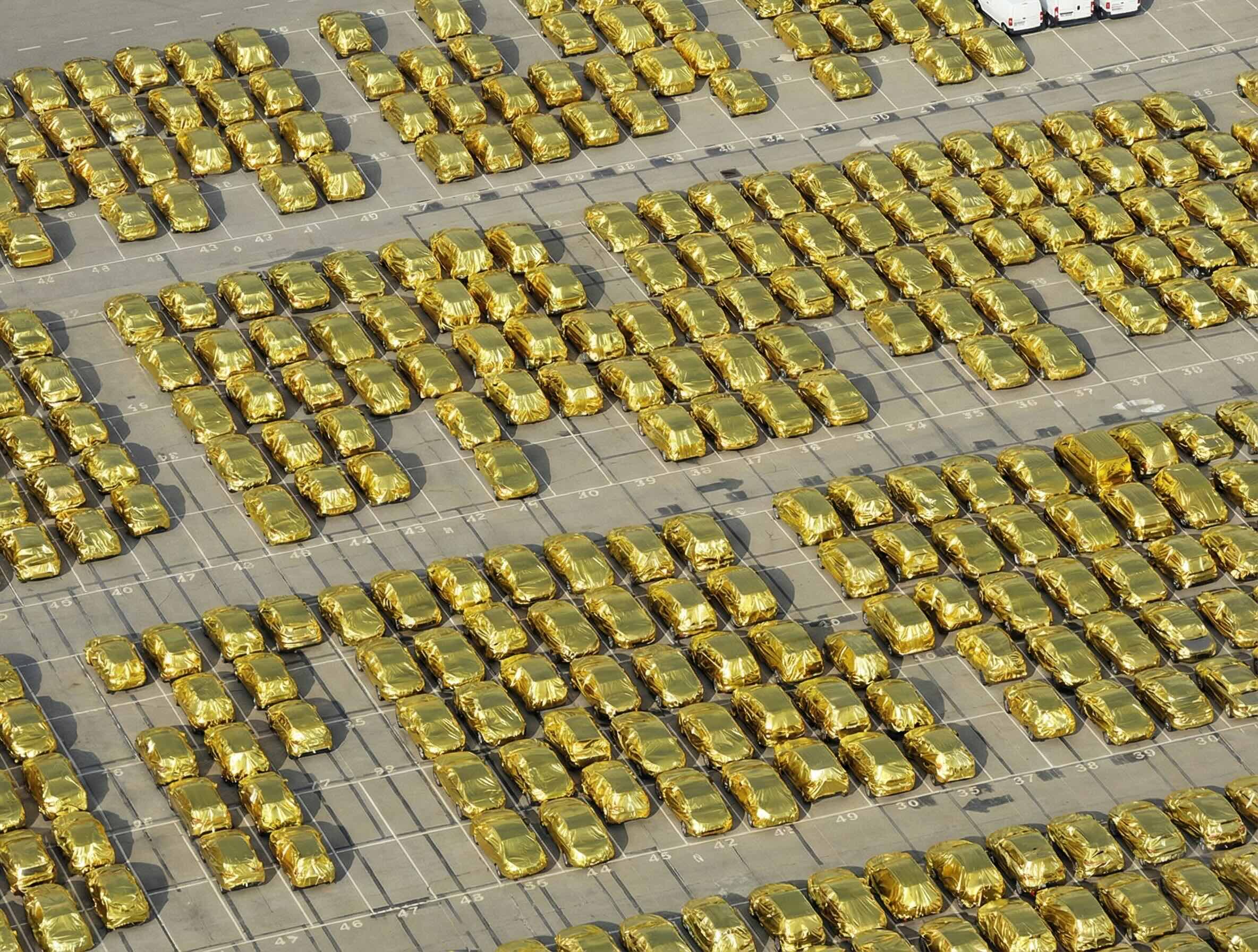 Gold Cars Aerial